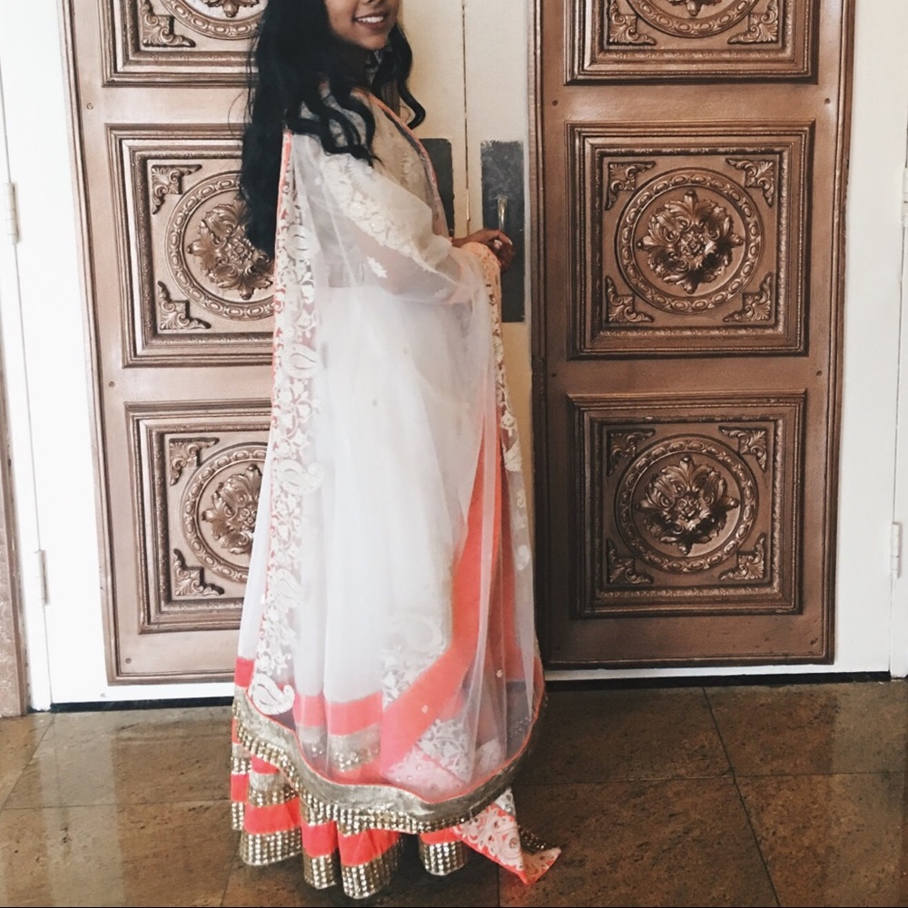 White and Pink Anarkali